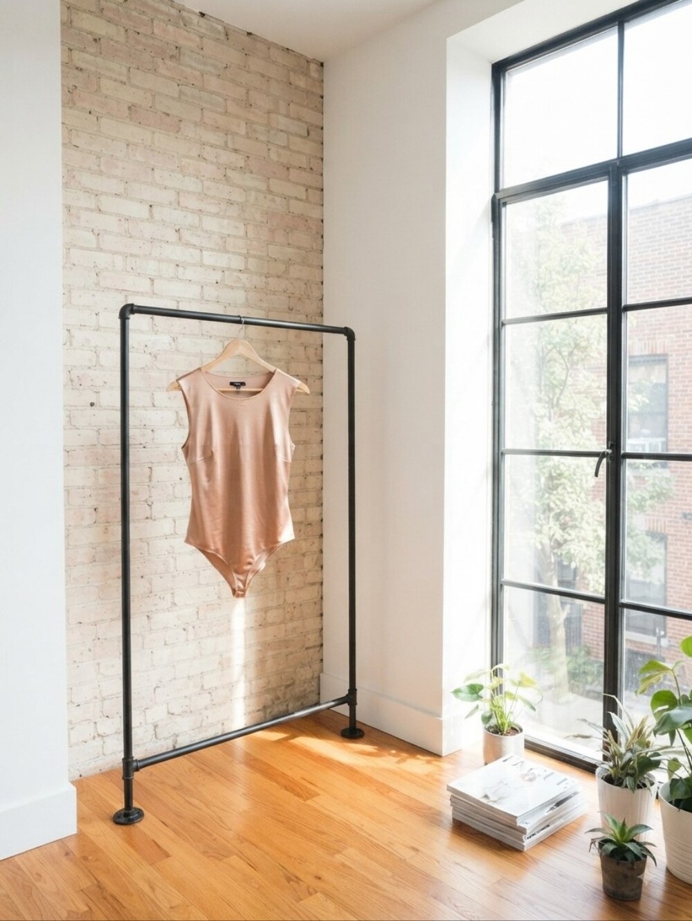 Express Pink Satin Bodysuit on Black Garment Rack